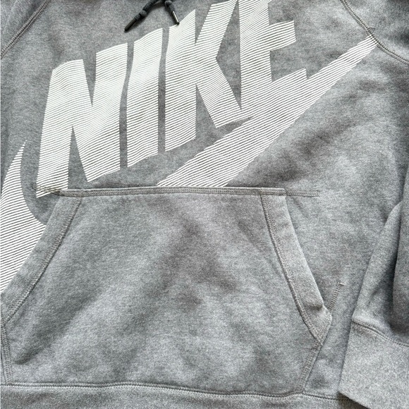 Vintage Y2K Nike Big Swoosh Spell Out Logo Gray Hoodie  Red Tag Diagonal Large - Picture 9 of 16